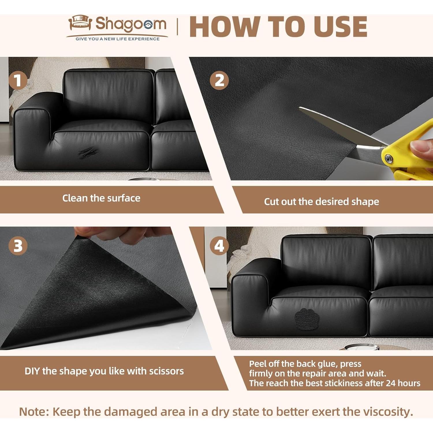 Parche Autoadhesivo de Cuero Shagoom 43x200 cm Marrón Oscuro