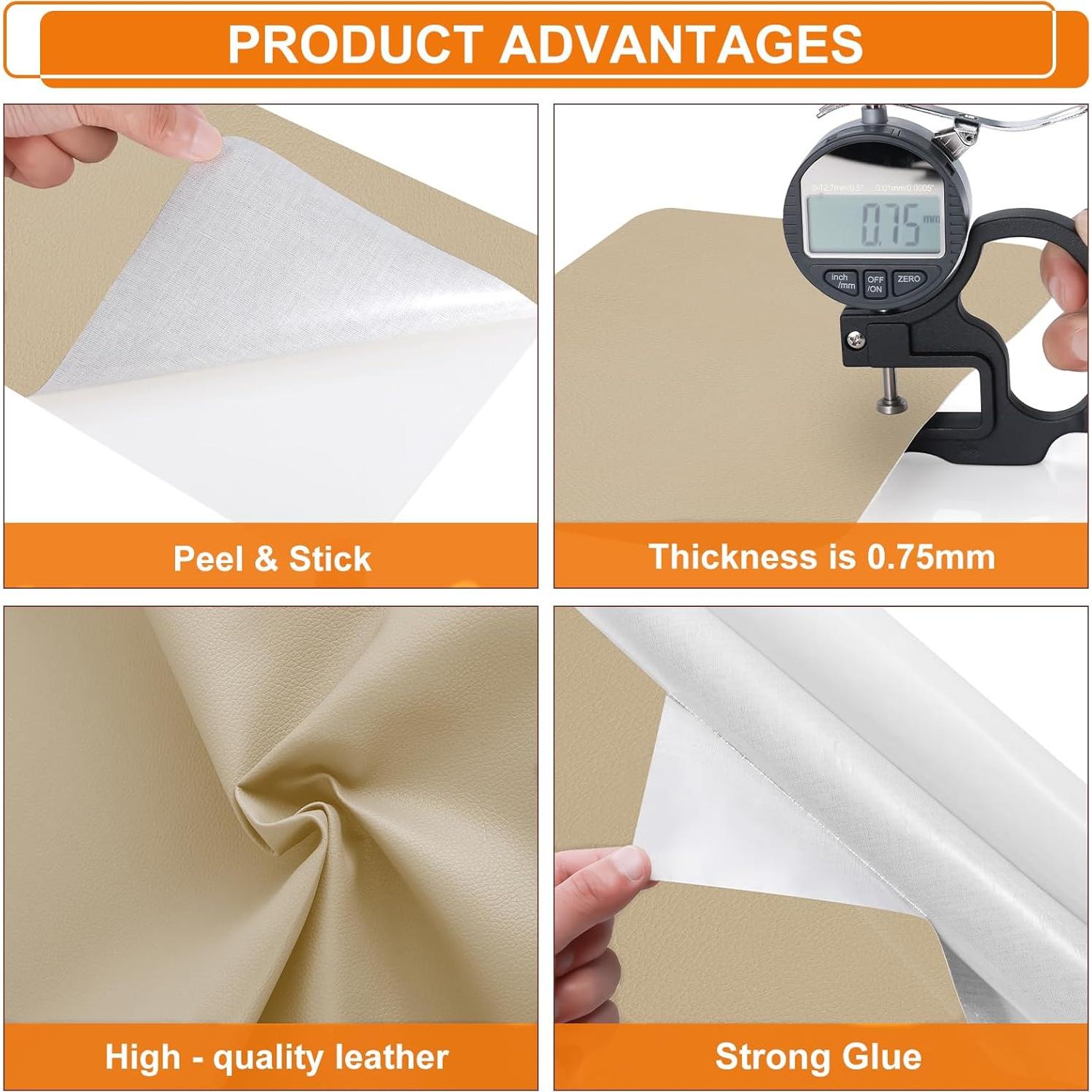 Parche de Reparación de Cuero Autoadhesivo Cahomo 20x28 cm Beige