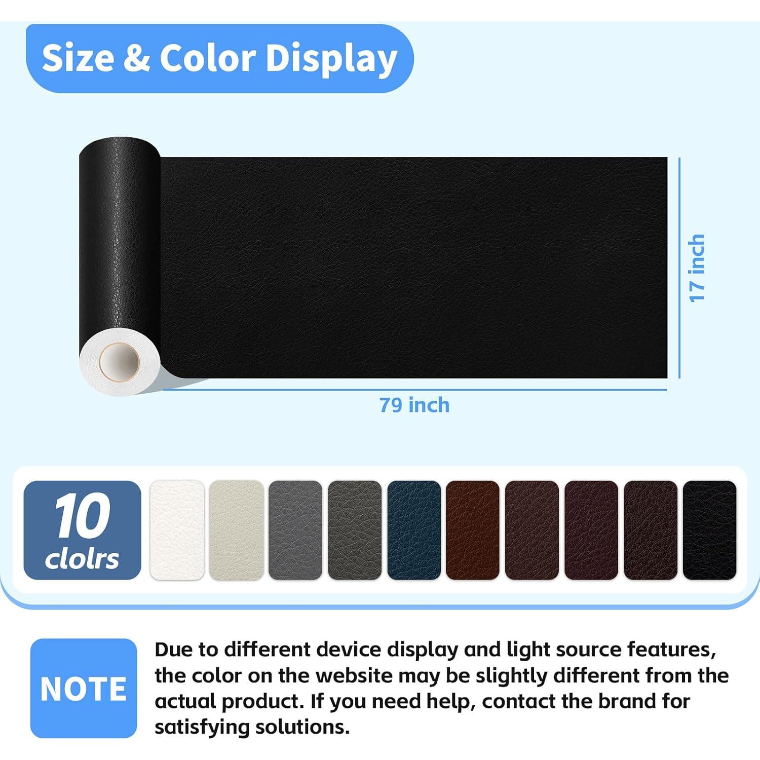 Kangshoon Leather Repair Patches, 17X79 Inch Self-Adhesive Leather Repair Tape, Stretch Vinyl Repair Kit for Couch Furniture Sofas Car Seats (Dark Brown, 17X79 Inch)