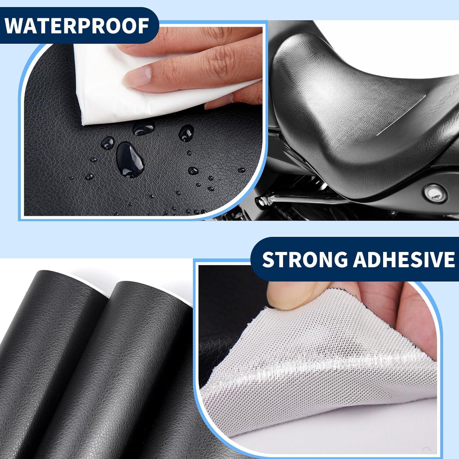 Kangshoon Leather Repair Patches, 17X79 Inch Self-Adhesive Leather Repair Tape, Stretch Vinyl Repair Kit for Couch Furniture Sofas Car Seats (Dark Brown, 17X79 Inch)