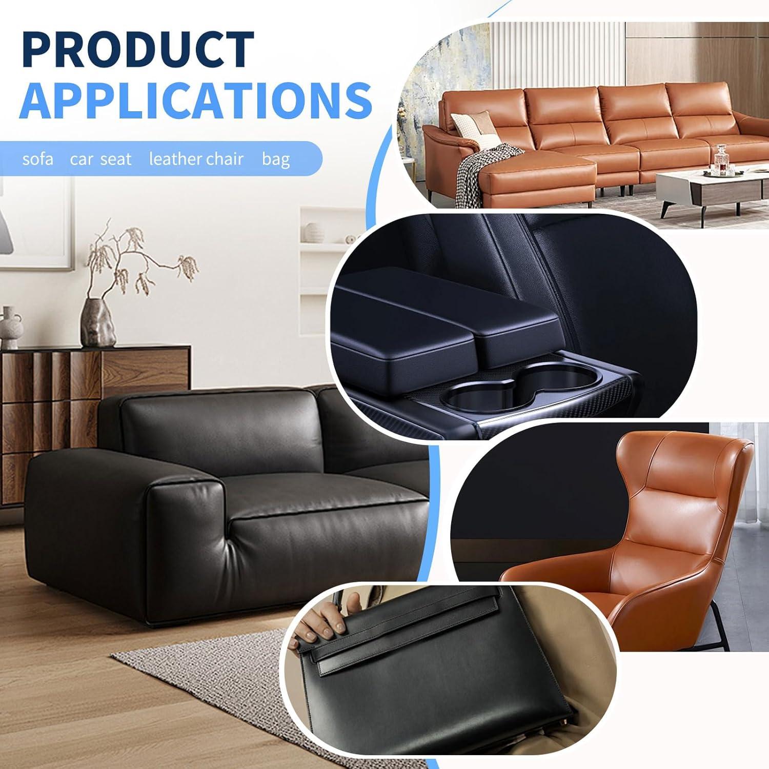 Kangshoon Leather Repair Patches, 17X79 Inch Self-Adhesive Leather Repair Tape, Stretch Vinyl Repair Kit for Couch Furniture Sofas Car Seats (Dark Brown, 17X79 Inch)