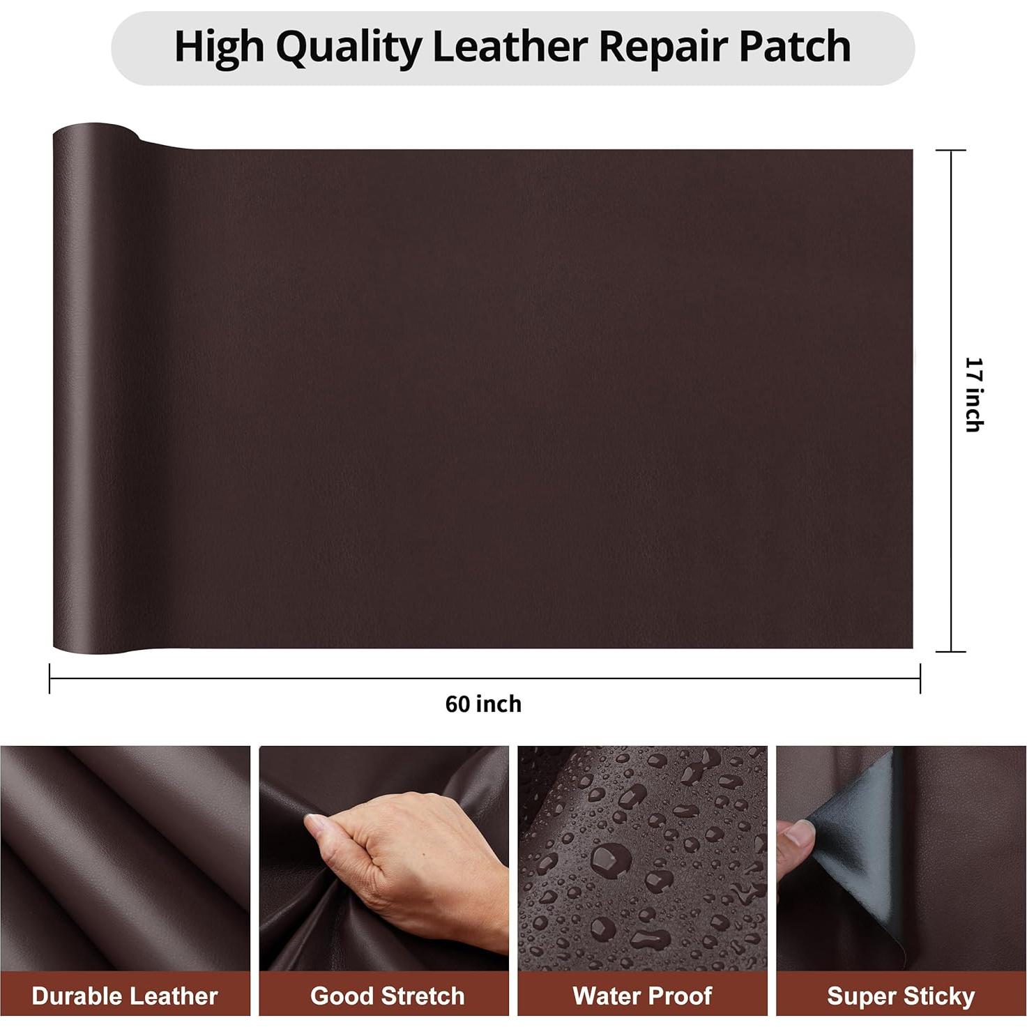 Parche de Reparación de Cuero Luevita 43x152 cm Marrón Oscuro