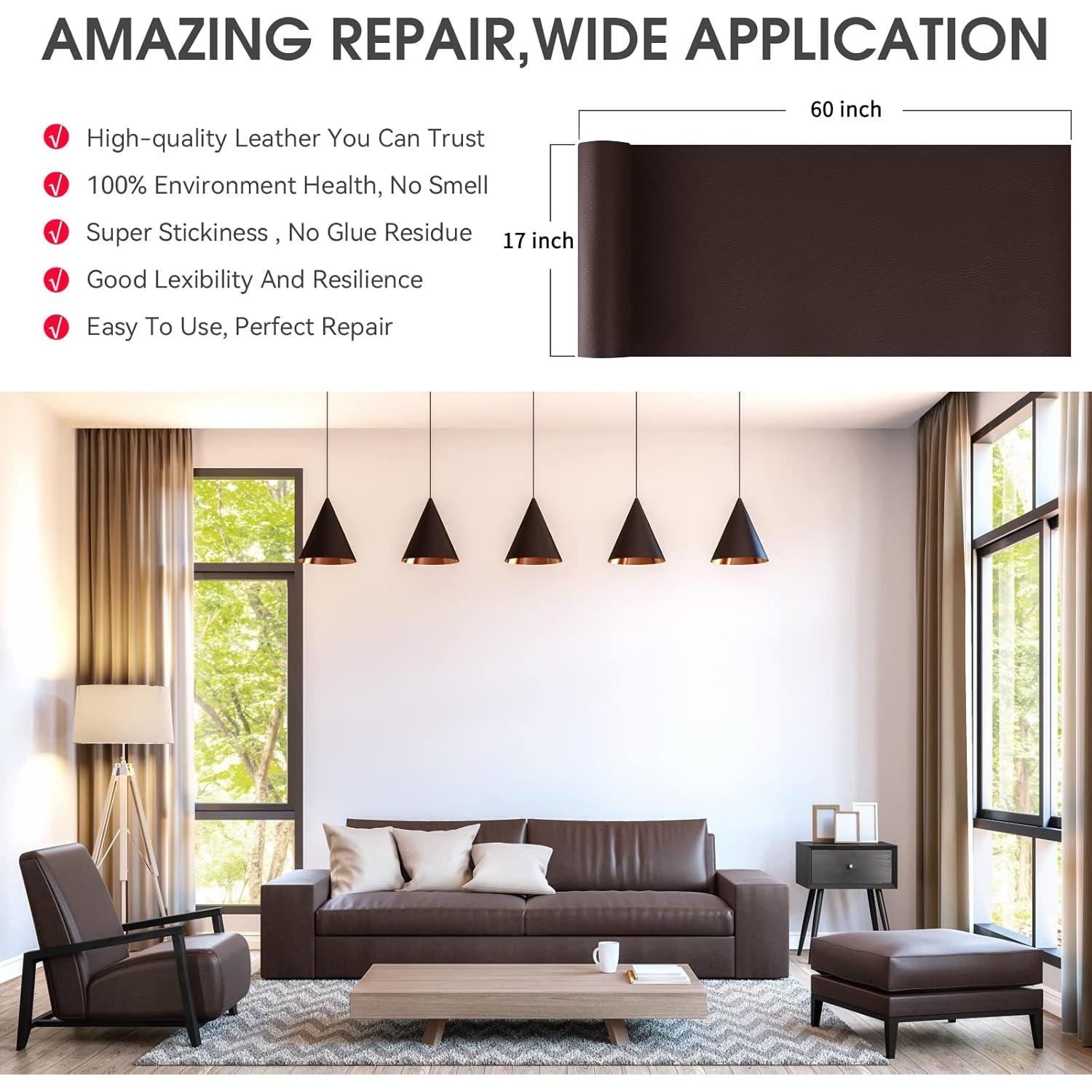 Parche de Reparación de Cuero Luevita 43x152 cm Marrón Oscuro