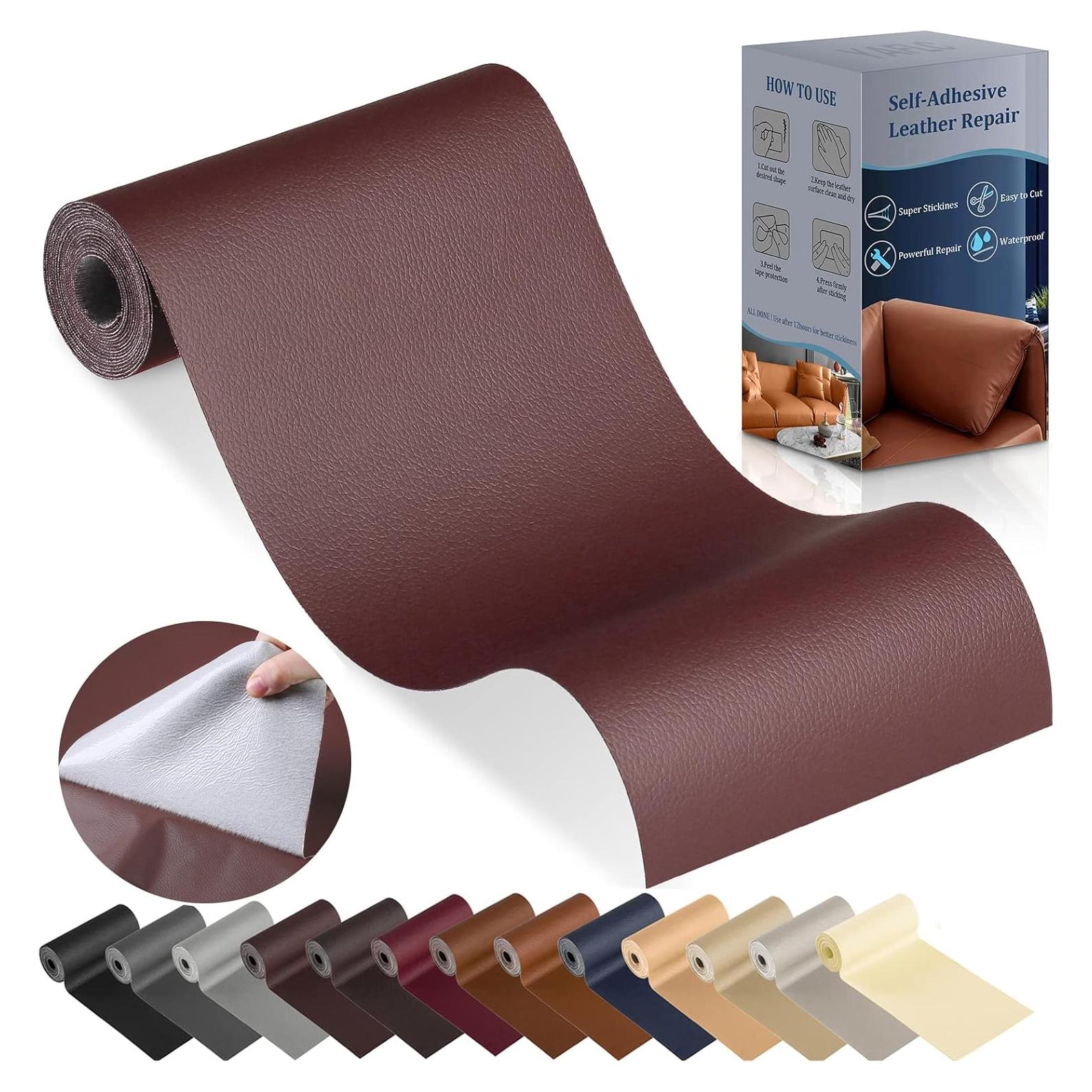 Parche de Reparación de Cuero YAFLC 10x160 cm Autoadhesivo Marrón
