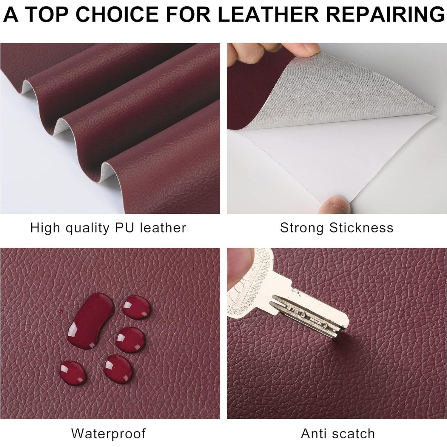 Parche de Reparación de Cuero YAFLC 10x160 cm Autoadhesivo Marrón