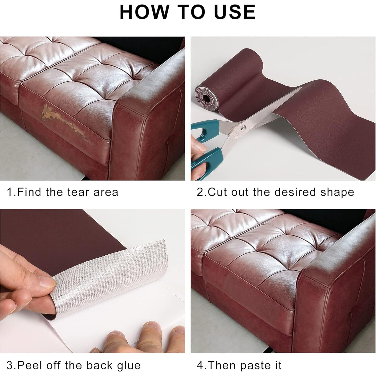 Parche de Reparación de Cuero YAFLC 10x160 cm Autoadhesivo Marrón