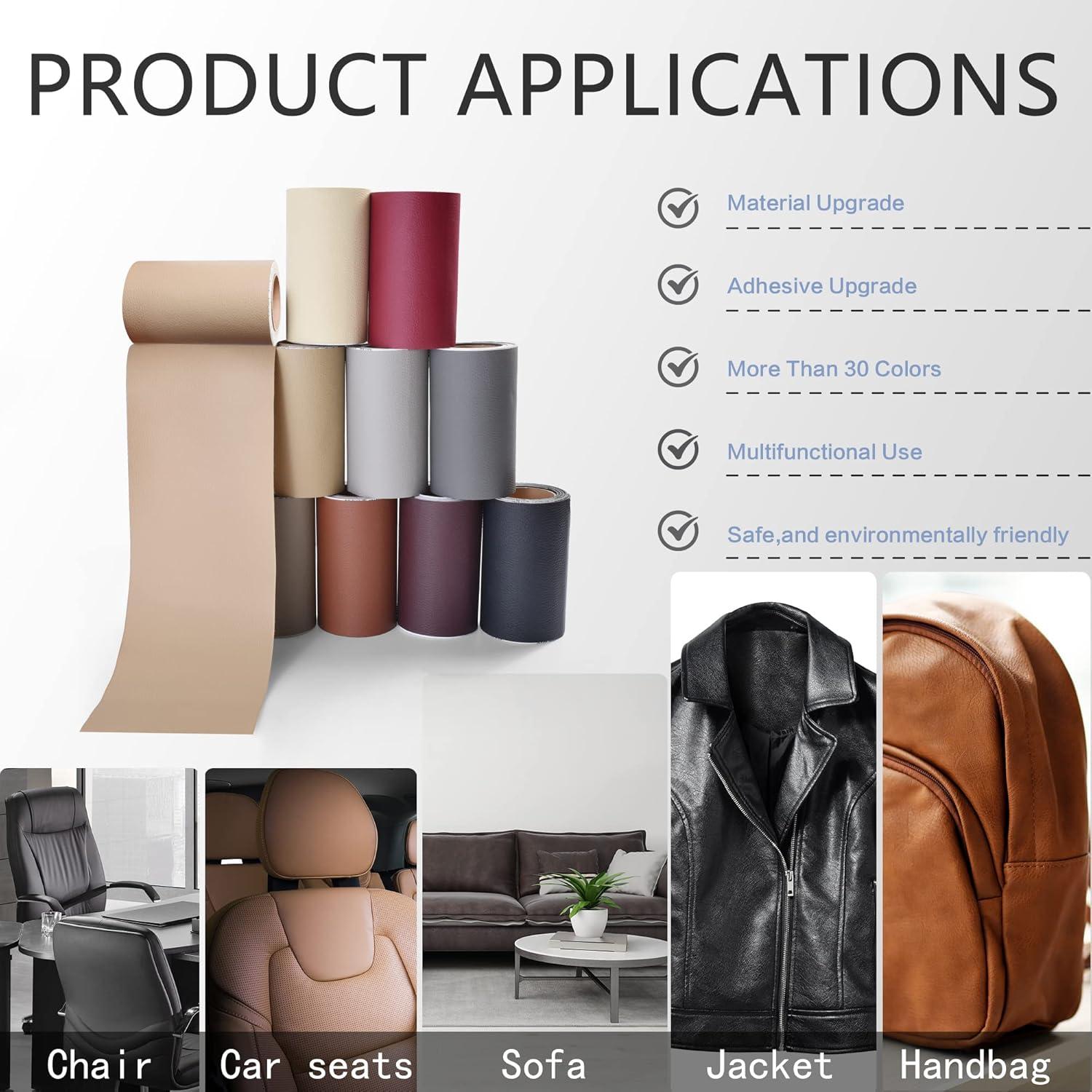 Parche de Reparación de Cuero YAFLC 10x160 cm Autoadhesivo Marrón