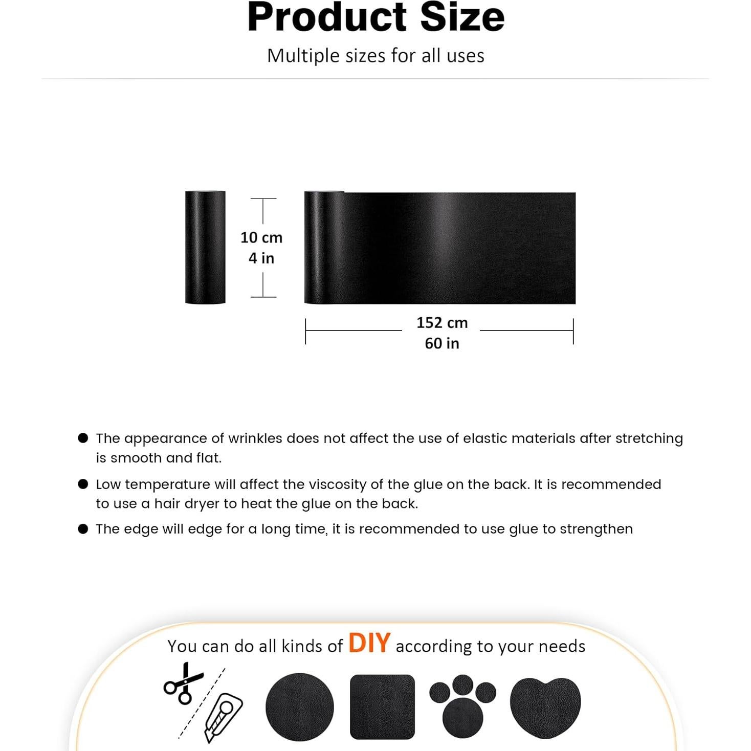 Parche de Reparación de Cuero TONTONJIA 10x152 cm Negro