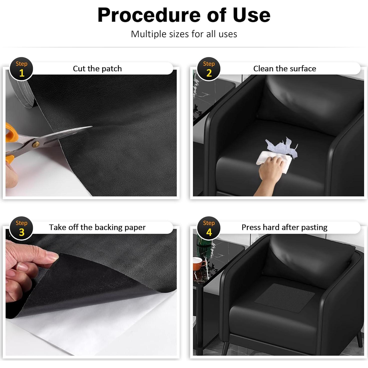 Parche de Reparación de Cuero TONTONJIA 10x152 cm Negro