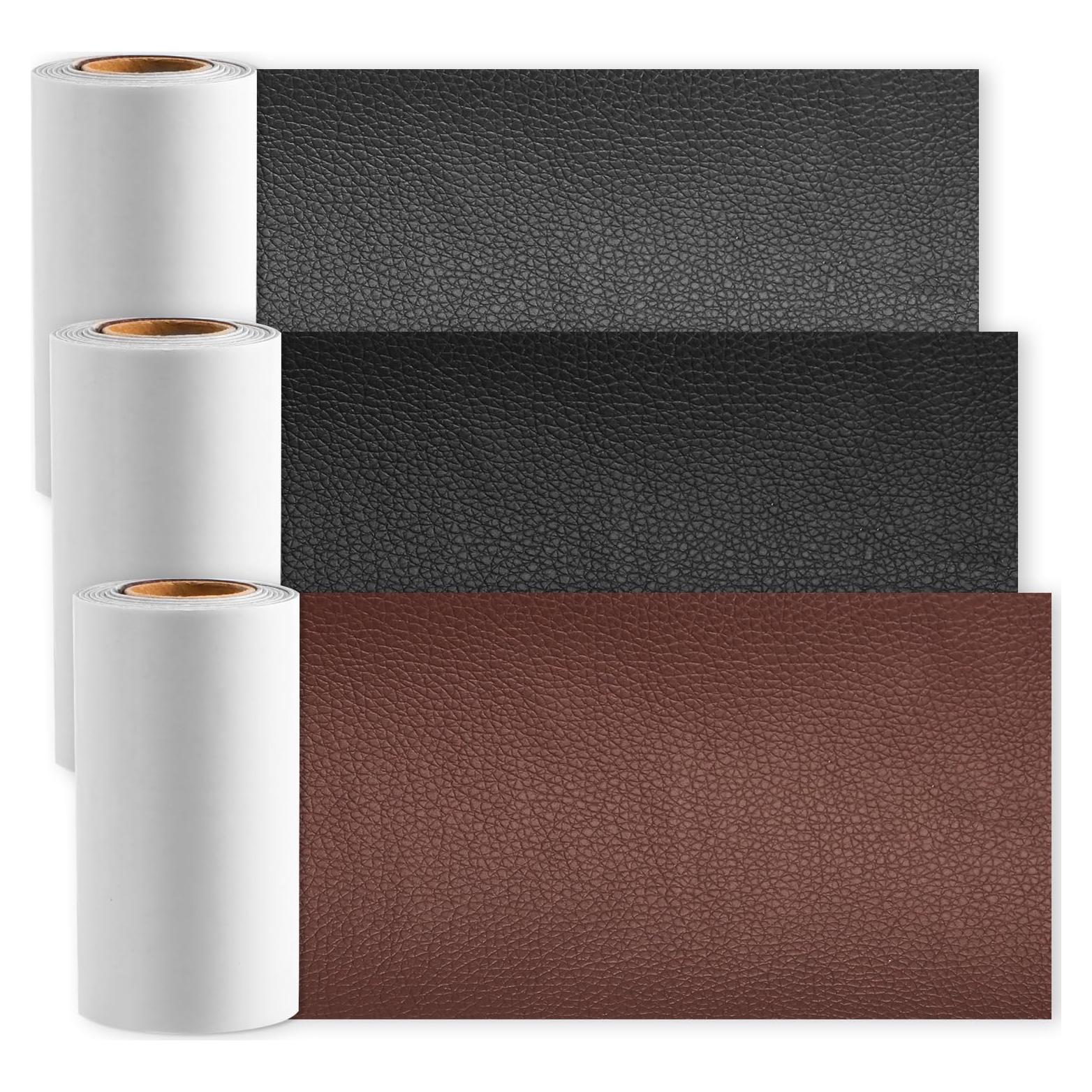 Kit de Parche de Cuero Autoadhesivo MAPVOLUT 3 Rollos 8.9x101.6 cm