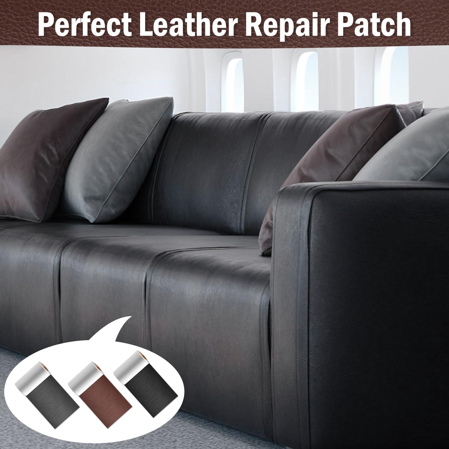 Kit de Parche de Cuero Autoadhesivo MAPVOLUT 3 Rollos 8.9x101.6 cm