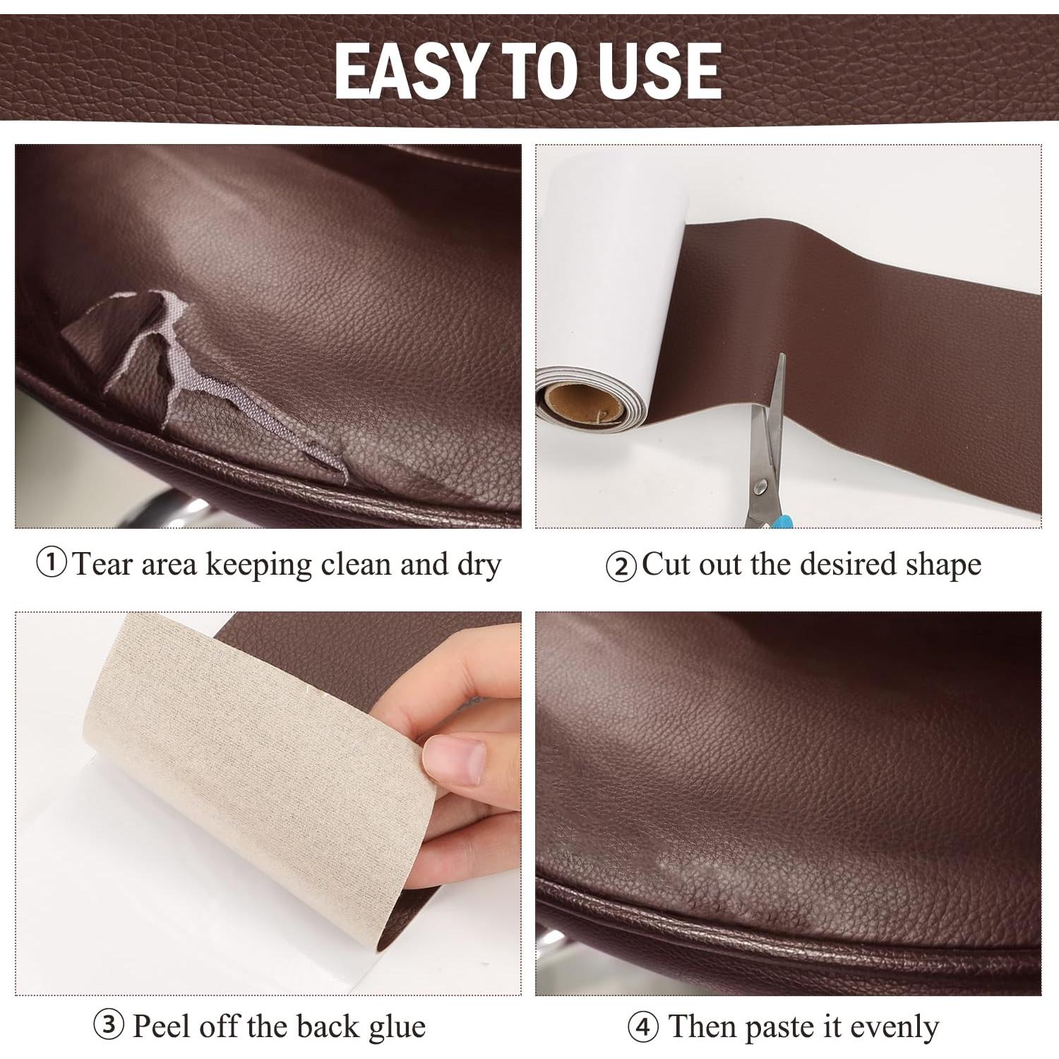 Kit de Parche de Cuero Autoadhesivo MAPVOLUT 3 Rollos 8.9x101.6 cm