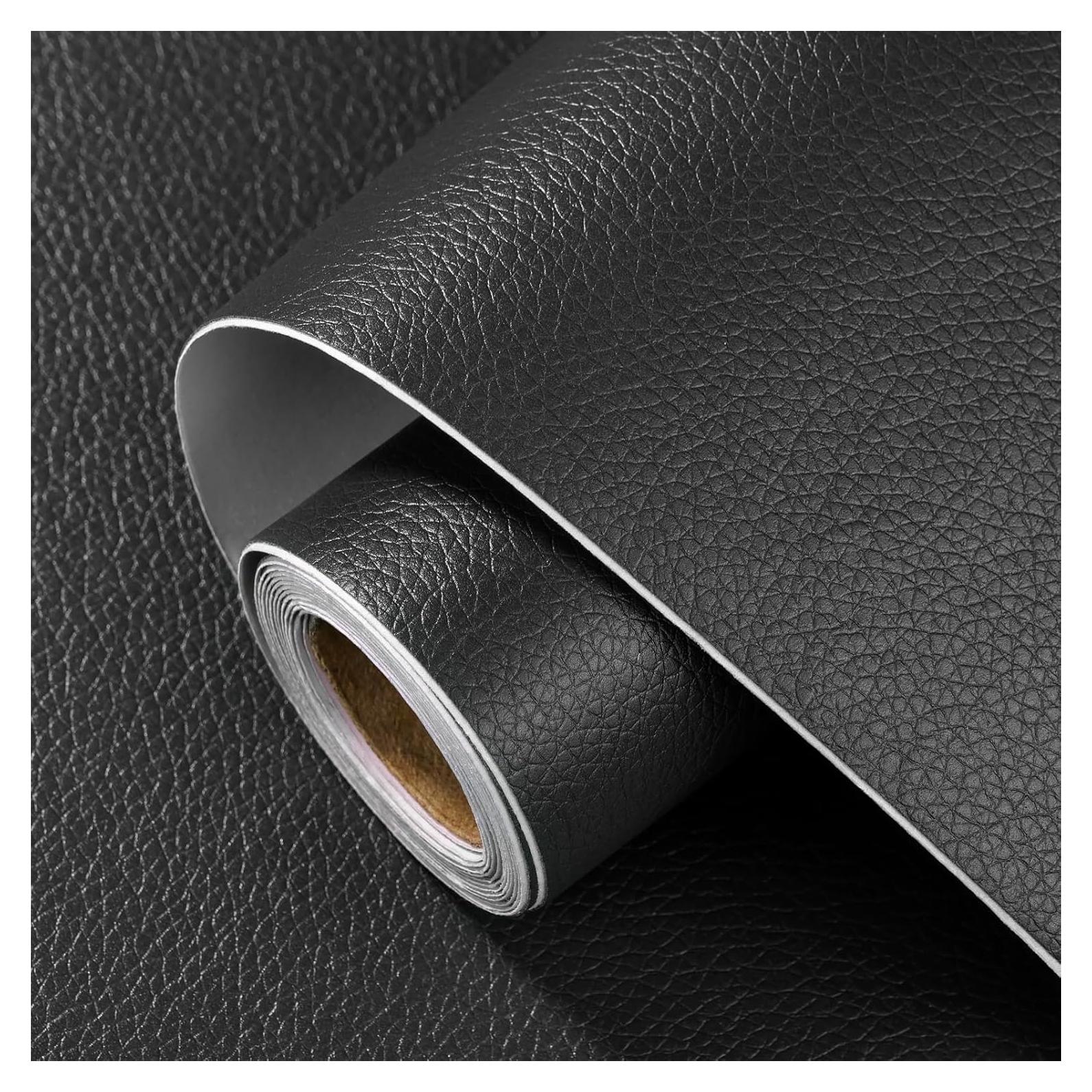 Leather Repair Patch 7x80 inch Large Self-Adhesive Leather Repair Tape Vinyl DIY Leather Repair Kit for Sofa Car Seats Chairs Shoes Bags Damaged Leather Furniture (Black)