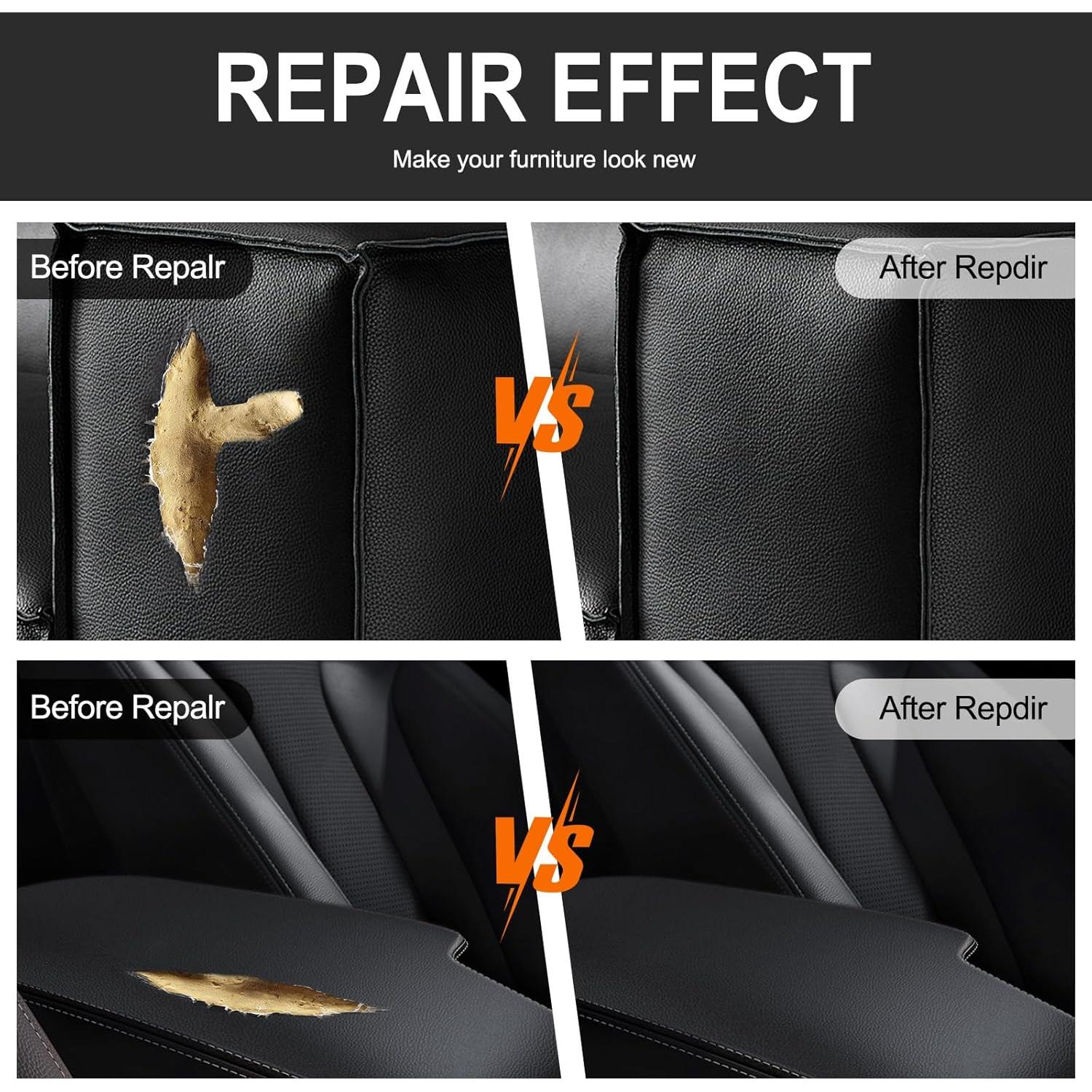 Leather Repair Patch 7x80 inch Large Self-Adhesive Leather Repair Tape Vinyl DIY Leather Repair Kit for Sofa Car Seats Chairs Shoes Bags Damaged Leather Furniture (Black)