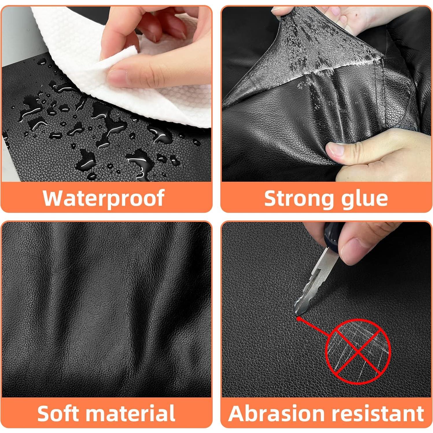 DXBULL Large Leather Repair Patch 35.4x78.7 inch Repair Tape Self-Adhesive for Furniture Sofas Car Seats Chair Couches Handbags Jackets Decorative Home Hotel Wall (Black)