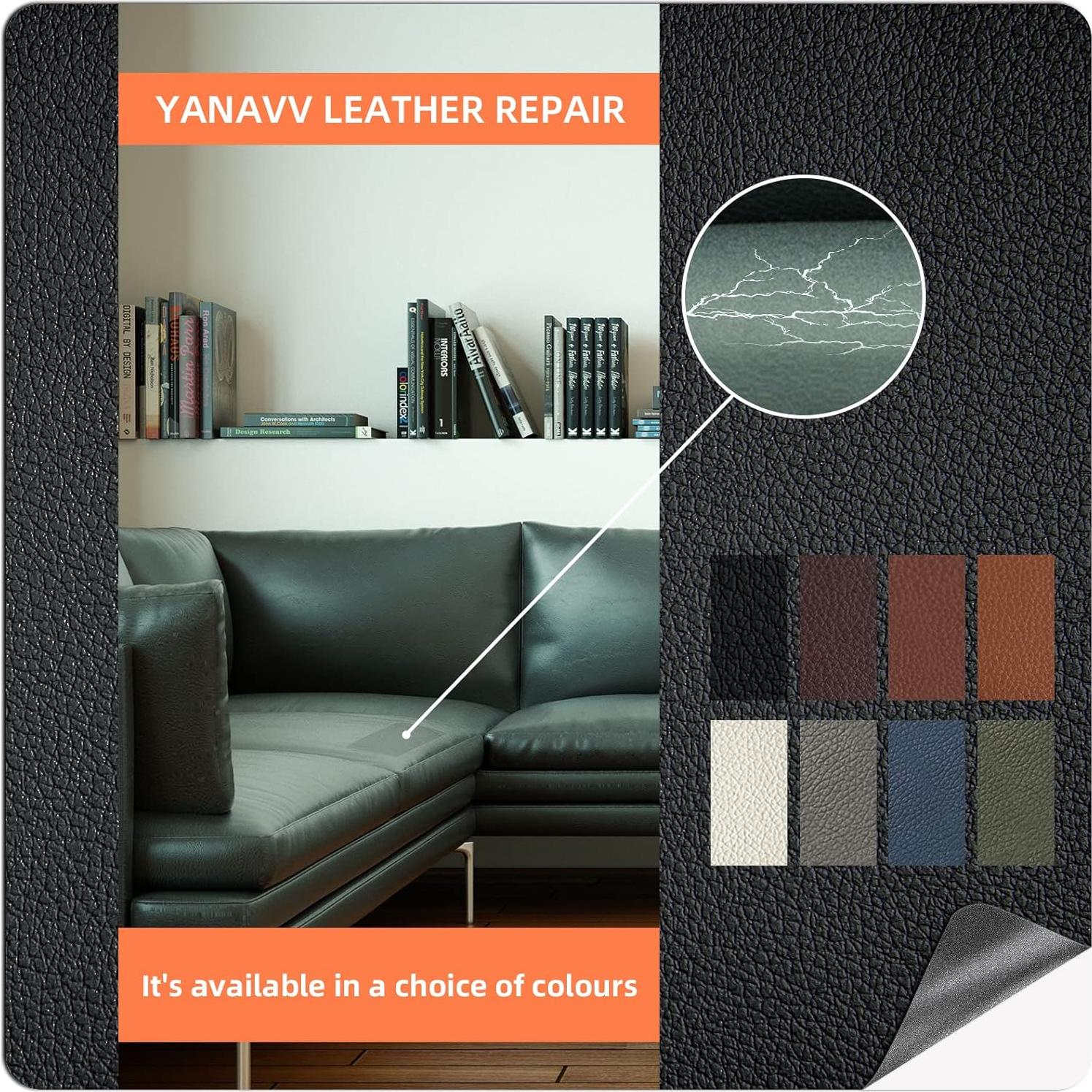 DXBULL Large Leather Repair Patch 35.4x78.7 inch Repair Tape Self-Adhesive for Furniture Sofas Car Seats Chair Couches Handbags Jackets Decorative Home Hotel Wall (Black)