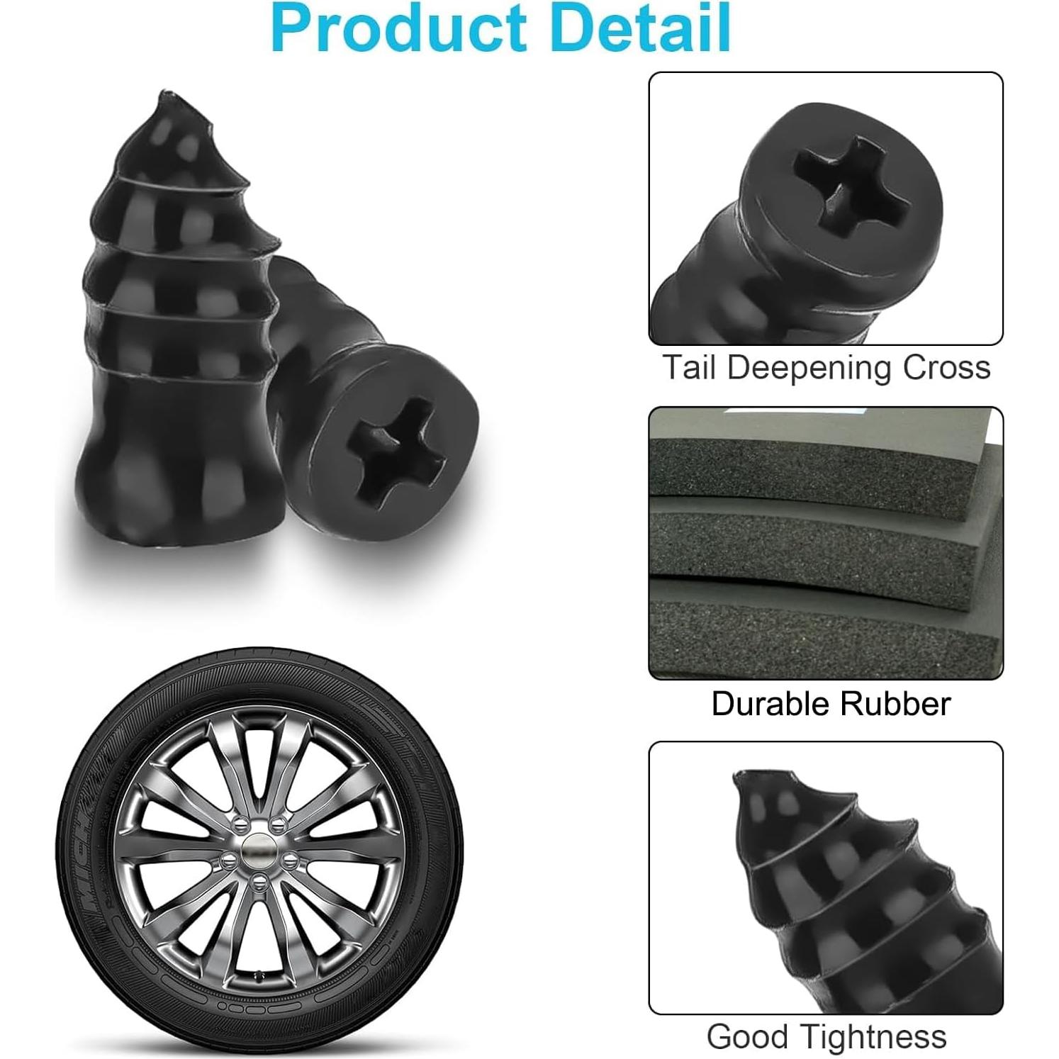 Linkstyle 60PCS Tire Plug Kit, Tire Repair Rubber Nails, Vacuum Tyre Repair Screws Fast Repair Kit with a Box, Screwdriver, for Car Motorcycle Truck ATV Tire Puncture Repair