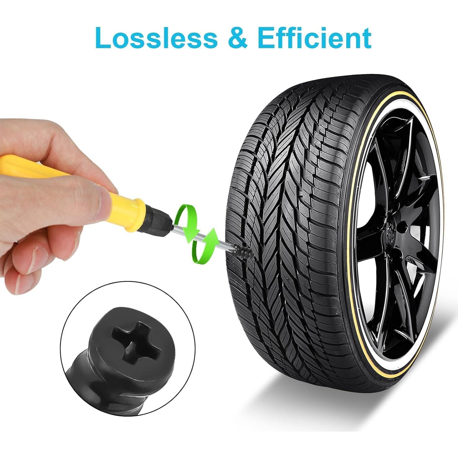 Linkstyle 60PCS Tire Plug Kit, Tire Repair Rubber Nails, Vacuum Tyre Repair Screws Fast Repair Kit with a Box, Screwdriver, for Car Motorcycle Truck ATV Tire Puncture Repair
