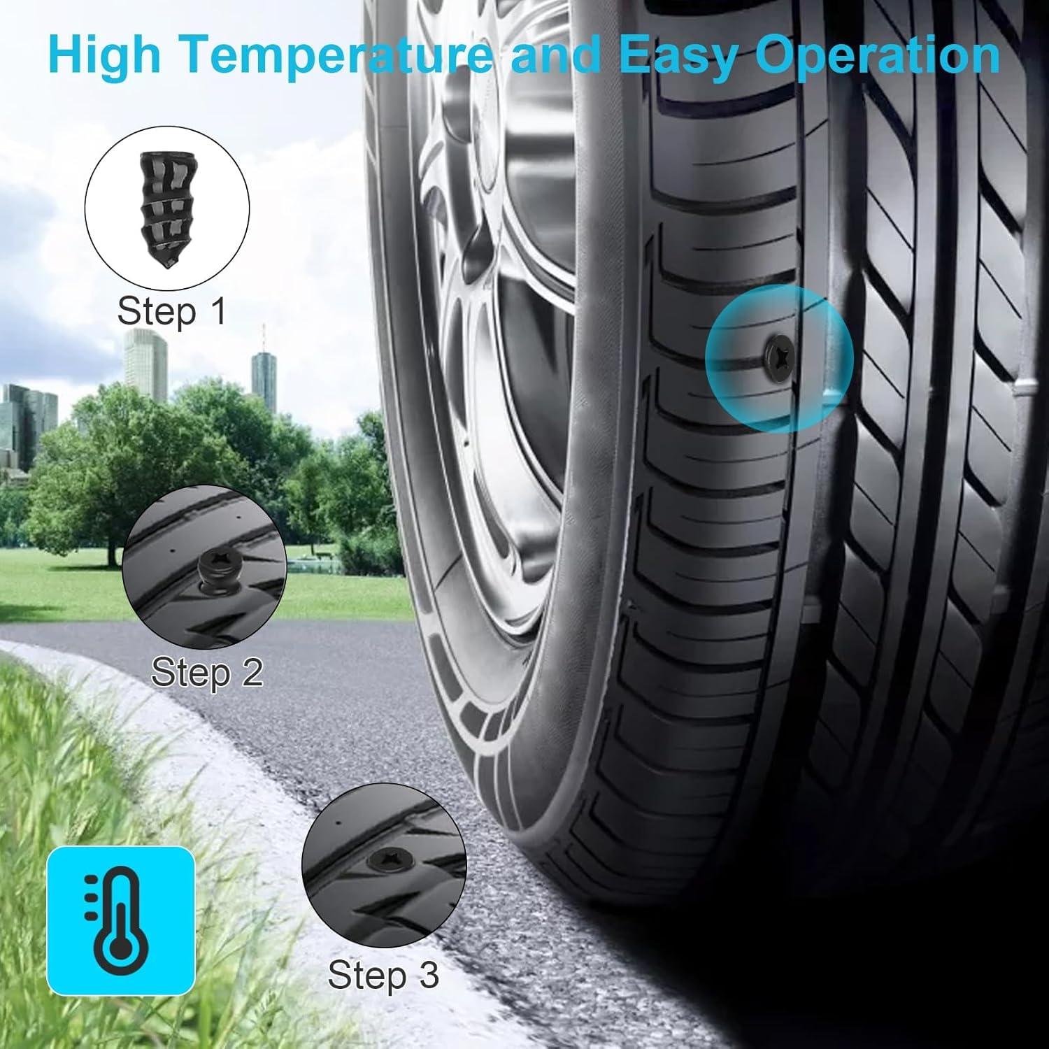 Linkstyle 60PCS Tire Plug Kit, Tire Repair Rubber Nails, Vacuum Tyre Repair Screws Fast Repair Kit with a Box, Screwdriver, for Car Motorcycle Truck ATV Tire Puncture Repair