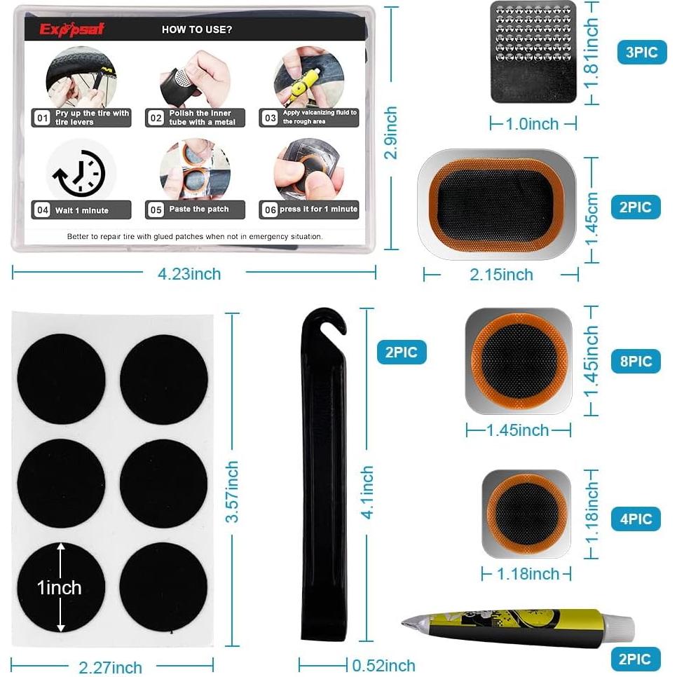 Kit de Reparación de Neumáticos Exppsaf - 14 Parches Vulcanizados