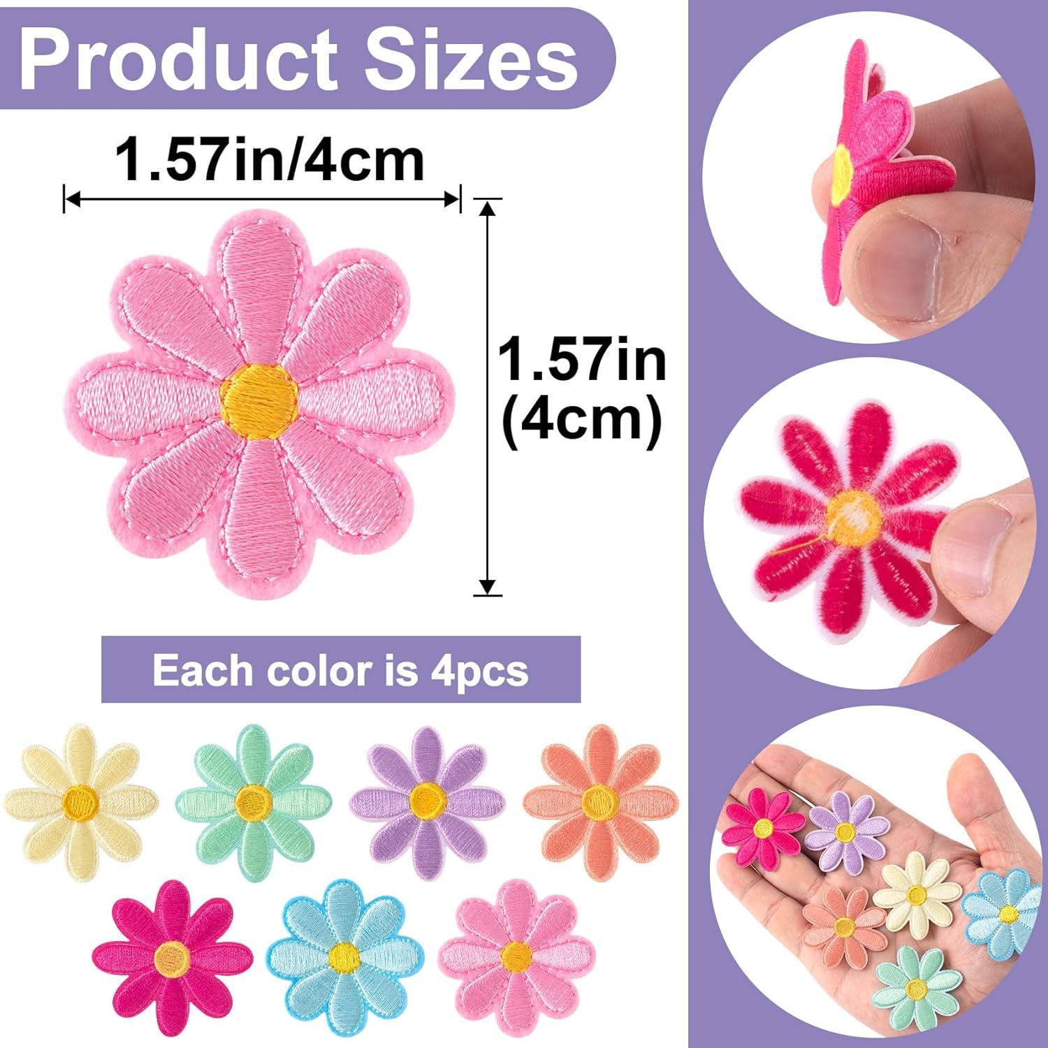 Parches Bordados de Flores PAGOW - 28 Pzs 4x4cm DIY