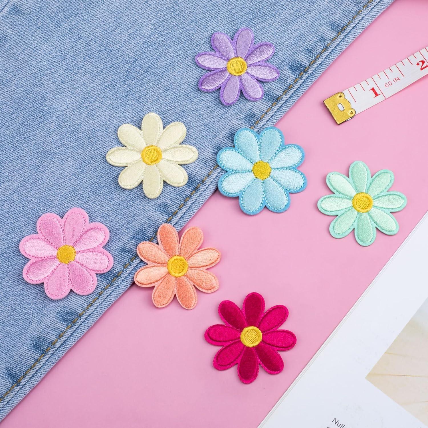 Parches Bordados de Flores PAGOW - 28 Pzs 4x4cm DIY