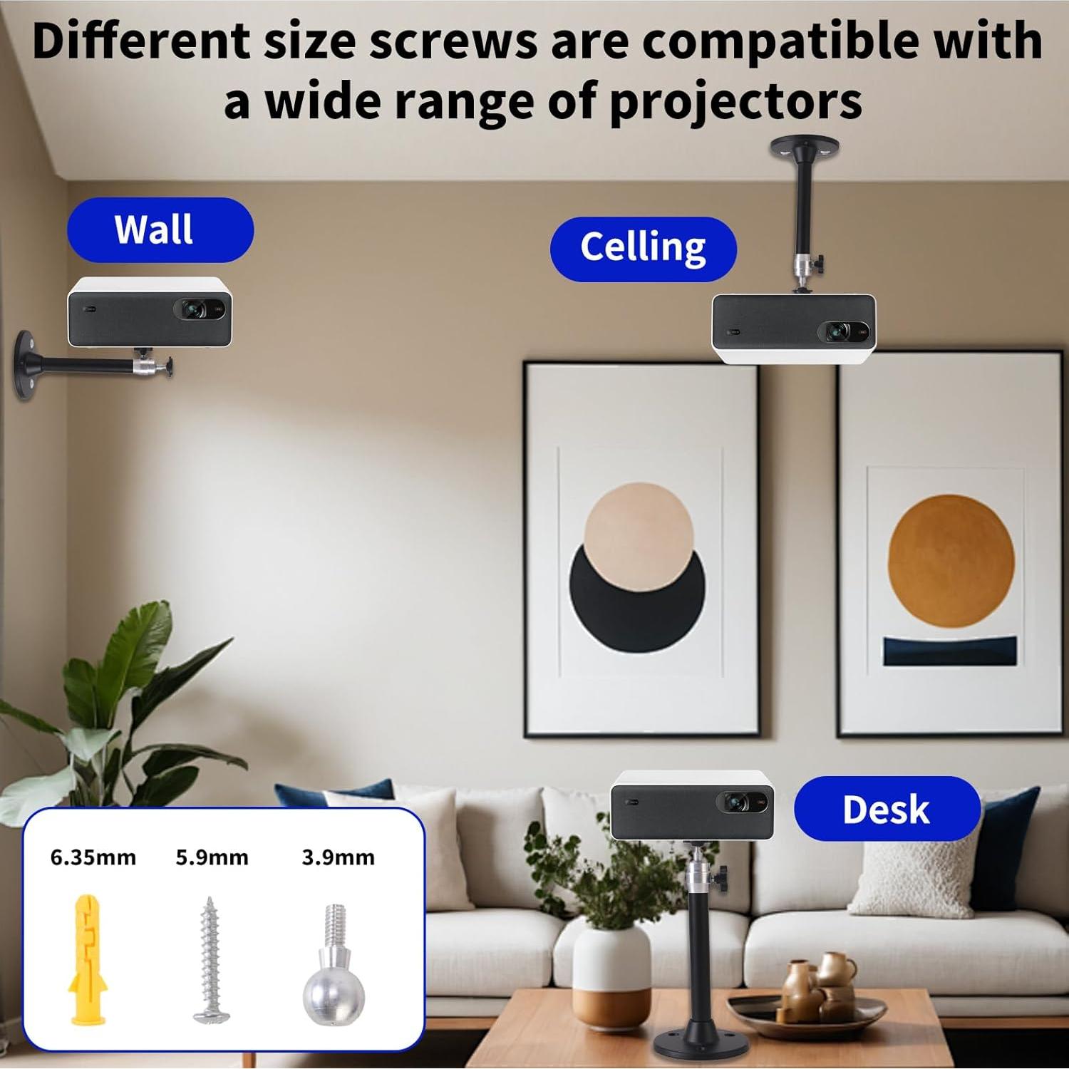 Soporte de Proyector de Techo Ajustable Zebrabox Negro