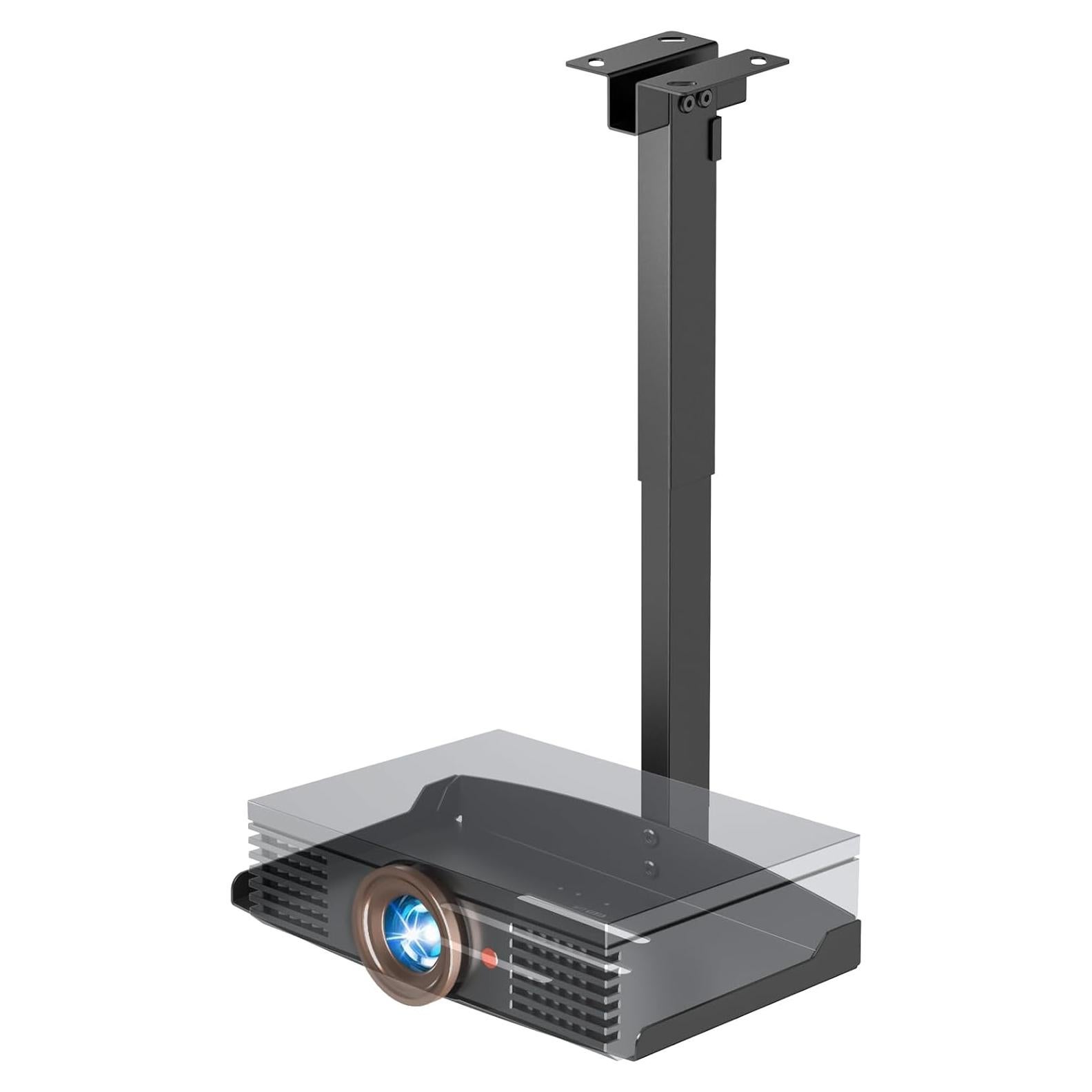 PUTORSEN Adjustable Projector Ceiling Mount,Universal Projector Shelf for Ceiling and Wall, Holds up to 22lbs，No Hole Installation, Hidden Cable Routing, Black