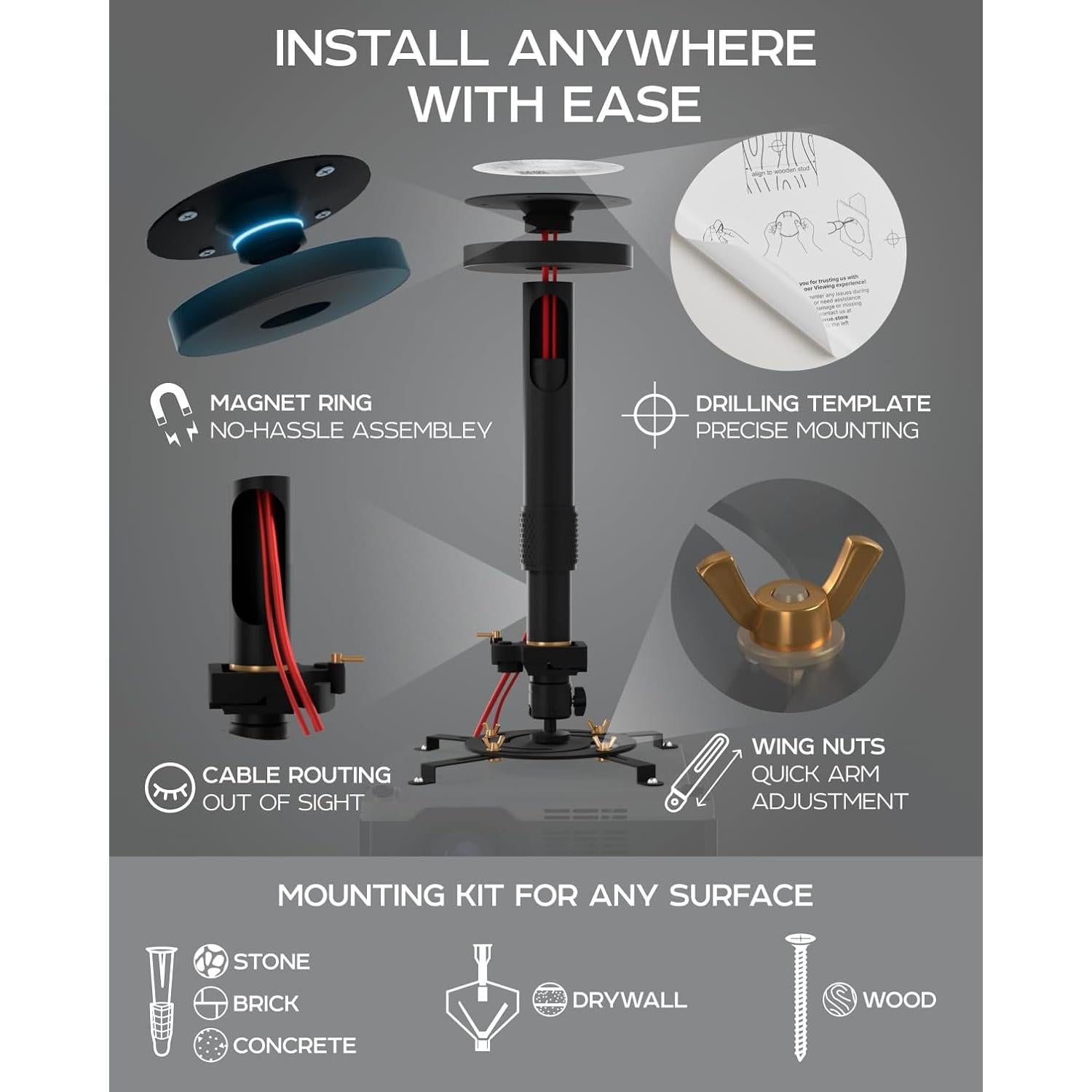 Soporte Universal para Proyector PropVue - Ajustable 35.1 a 53.3 cm