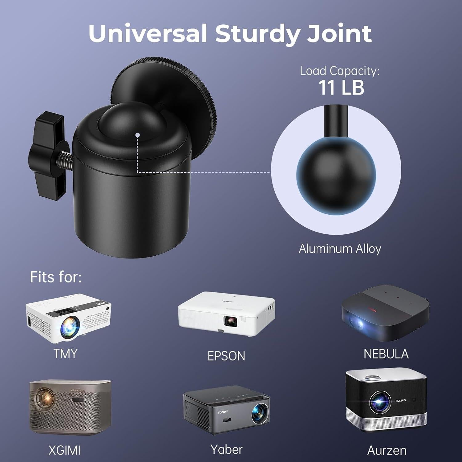 Projector Stand, Desktop Projector Mount with Height Adjustable, 11 lbs of Metal Stable Load Capacity, Portable Tabletop Stand Compatible with XGIMI, TMY, Nebula, HAPPRUN, Yaber and More