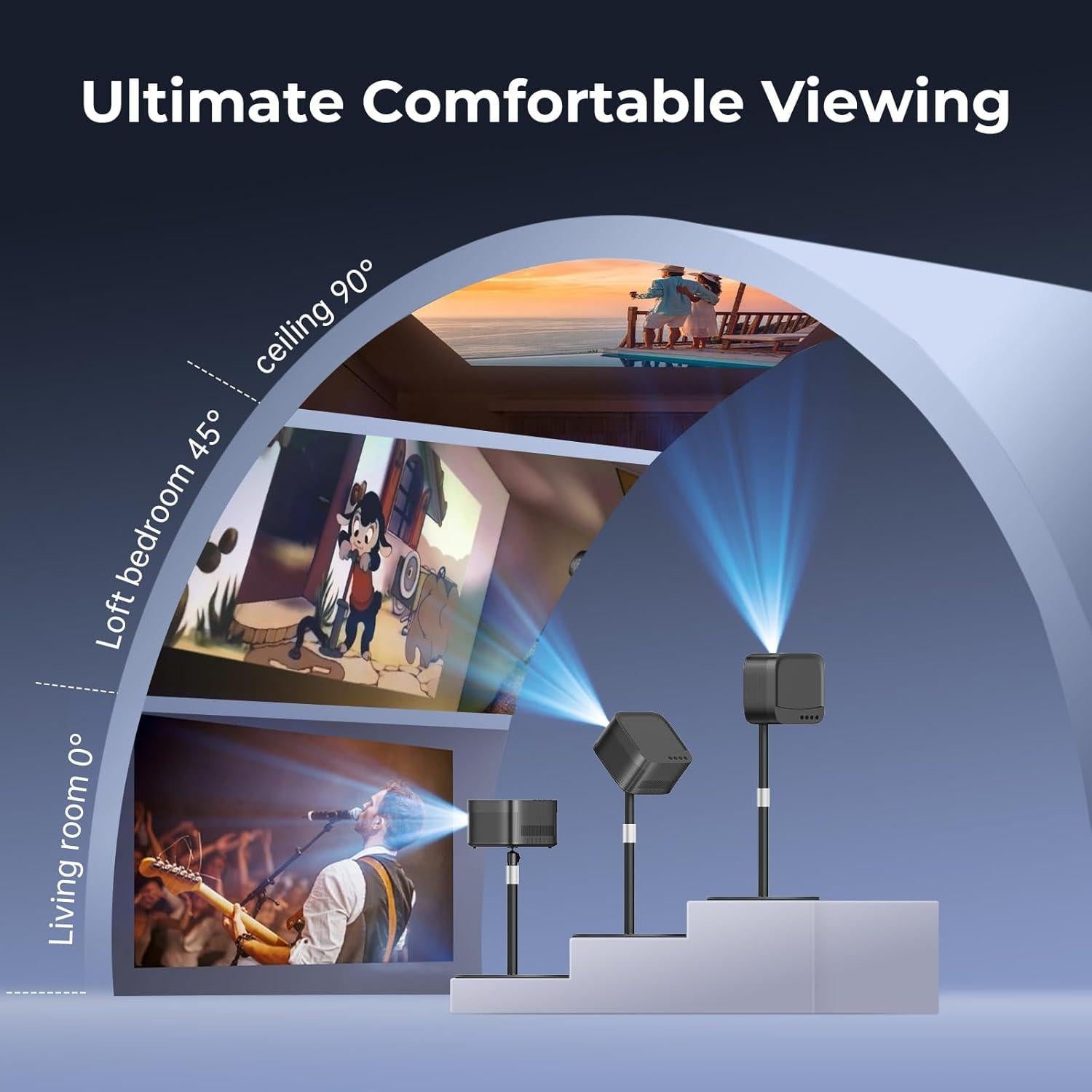 Projector Stand, Desktop Projector Mount with Height Adjustable, 11 lbs of Metal Stable Load Capacity, Portable Tabletop Stand Compatible with XGIMI, TMY, Nebula, HAPPRUN, Yaber and More