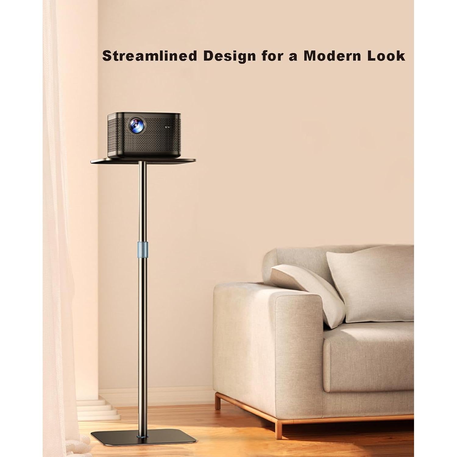 Projector Stand Adjustable Height 41" to 63" Projector Floor Stand with Tray Projector Shelf Stand for Presentations, Home Movie, Studio, Office