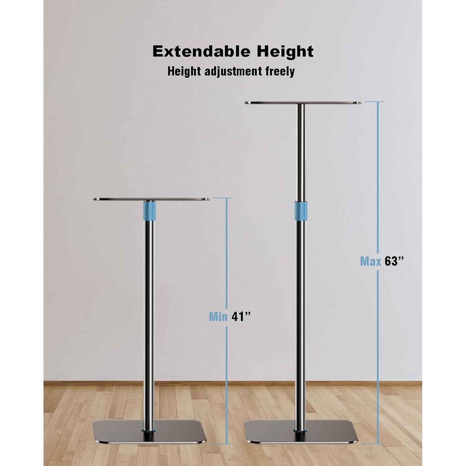 Projector Stand Adjustable Height 41" to 63" Projector Floor Stand with Tray Projector Shelf Stand for Presentations, Home Movie, Studio, Office