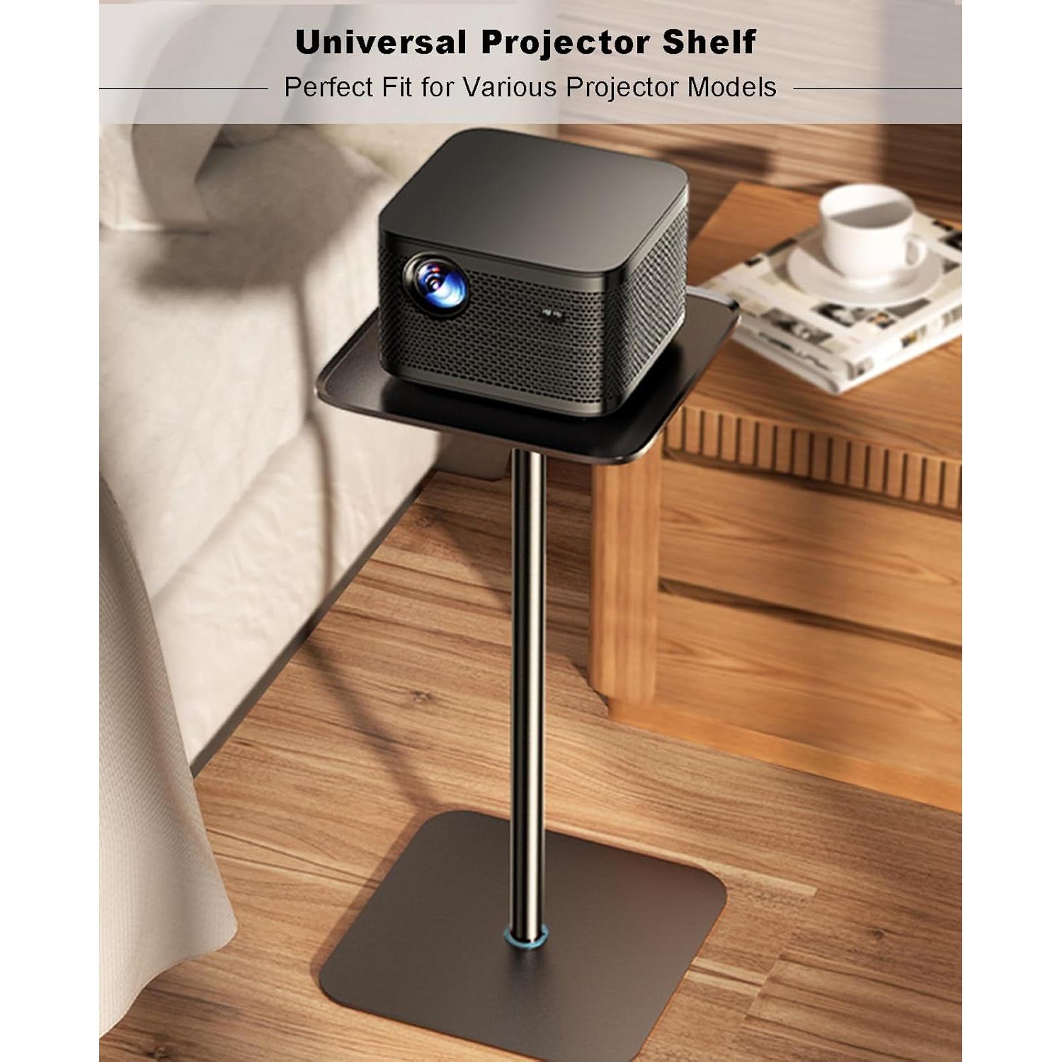 Projector Stand Adjustable Height 41" to 63" Projector Floor Stand with Tray Projector Shelf Stand for Presentations, Home Movie, Studio, Office