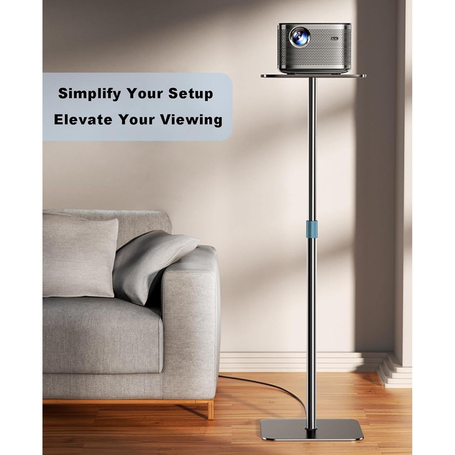 Projector Stand Adjustable Height 41" to 63" Projector Floor Stand with Tray Projector Shelf Stand for Presentations, Home Movie, Studio, Office