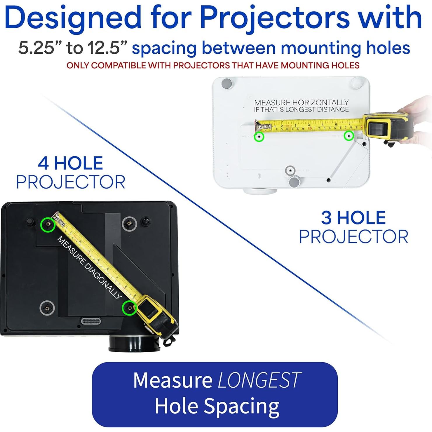 Soporte de Proyector de Techo VIVO MOUNT-VP01W Ajustable Blanco