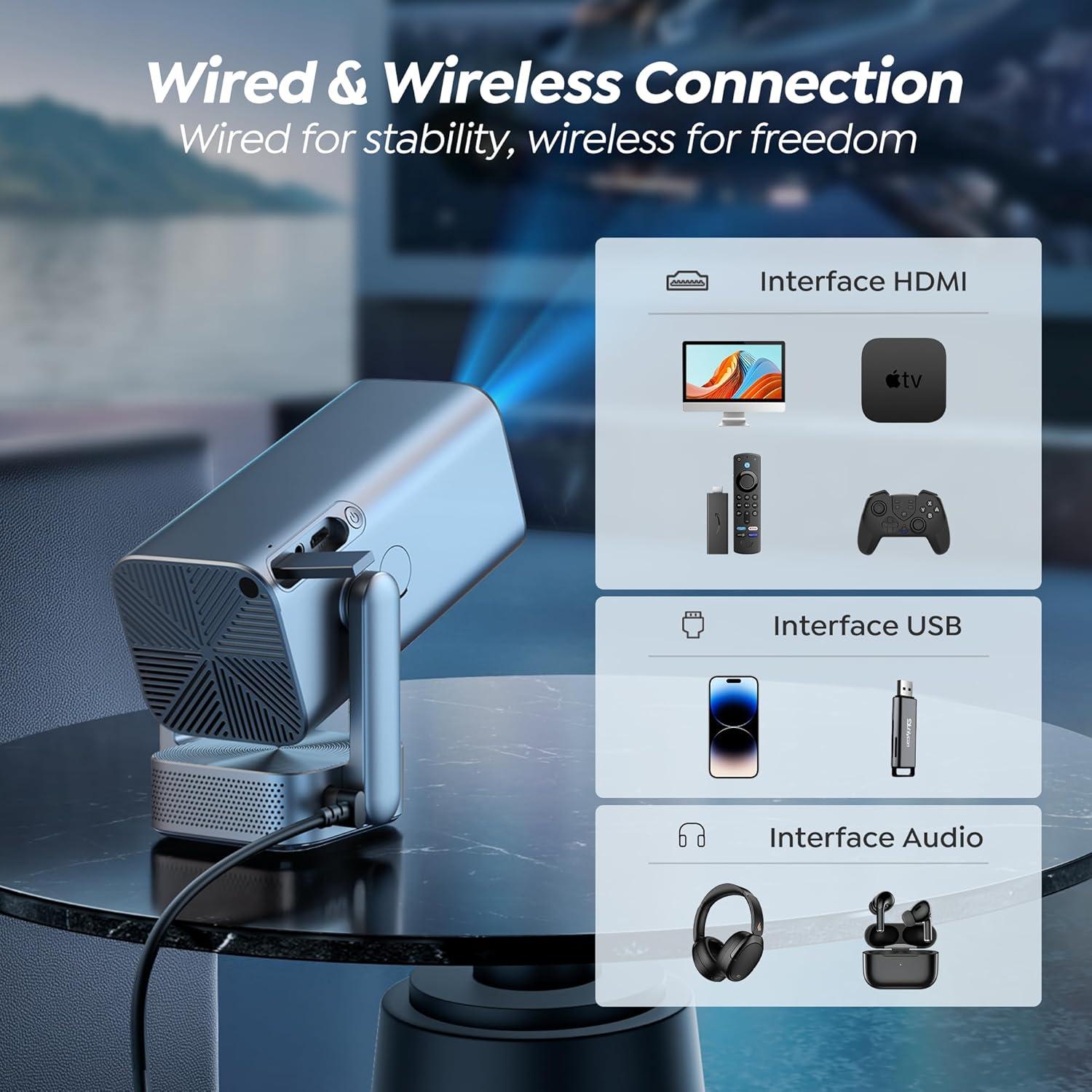 Proyector Portátil TOPTRO X8 Nativo 1080P WiFi Bluetooth