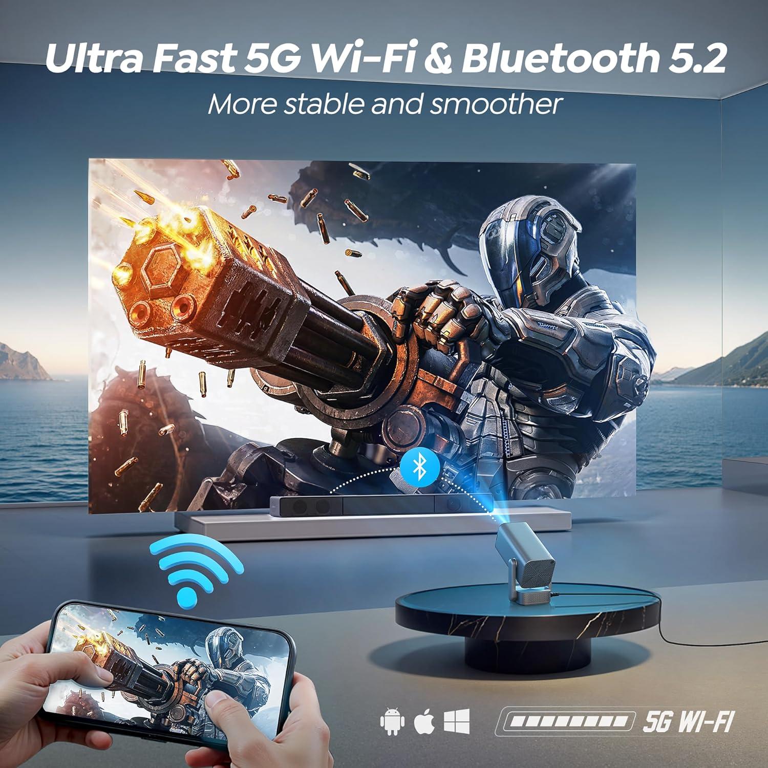 Proyector Portátil TOPTRO X8 Nativo 1080P WiFi Bluetooth