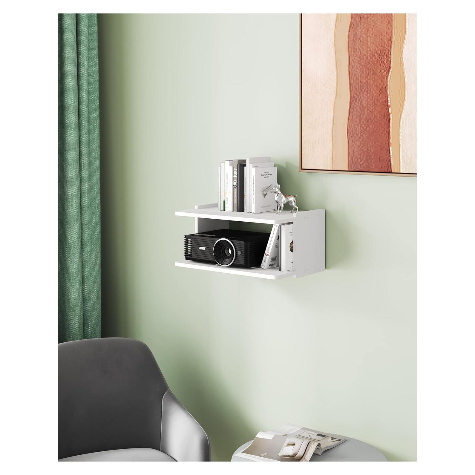 Projector Shelf for Wall, Floating Projector Wall Mount, Game Shelf for Xbox one S/X Series S, Holder Stand Accessories White