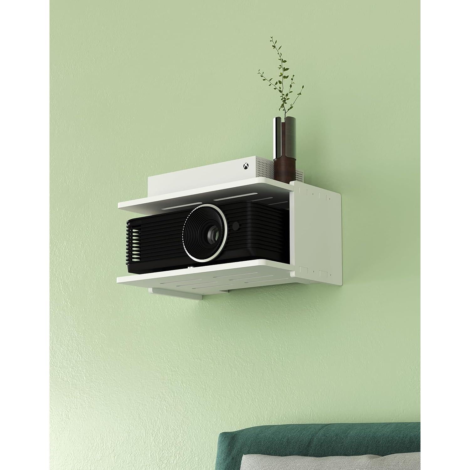 Projector Shelf for Wall, Floating Projector Wall Mount, Game Shelf for Xbox one S/X Series S, Holder Stand Accessories White