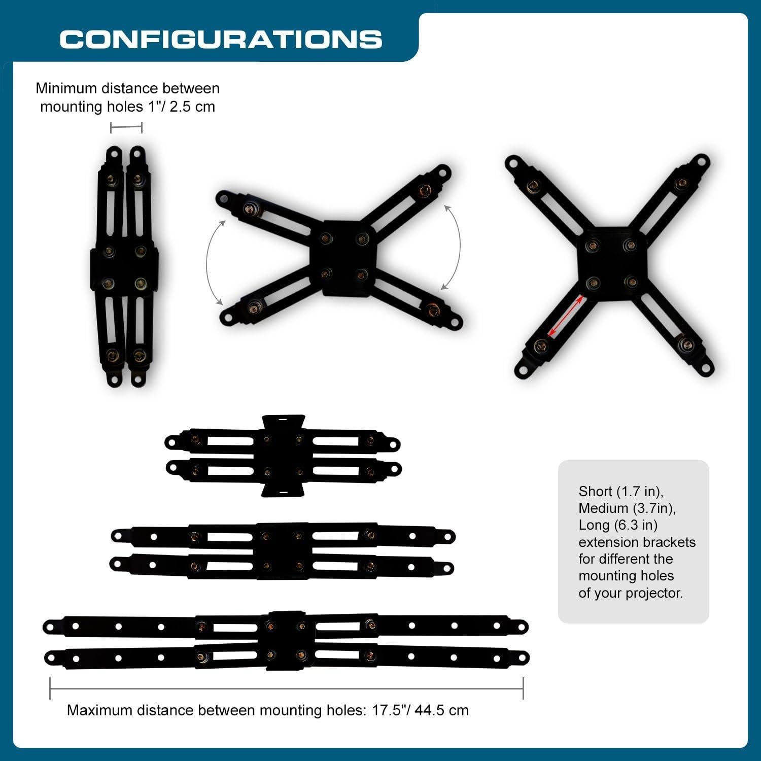 Soporte de Proyector de Techo QualGear QG-PM-002-BLK Negro