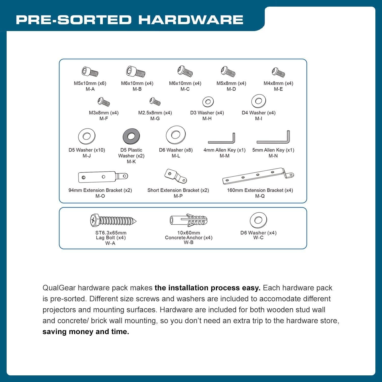 Soporte de Proyector de Techo QualGear QG-PM-002-BLK Negro
