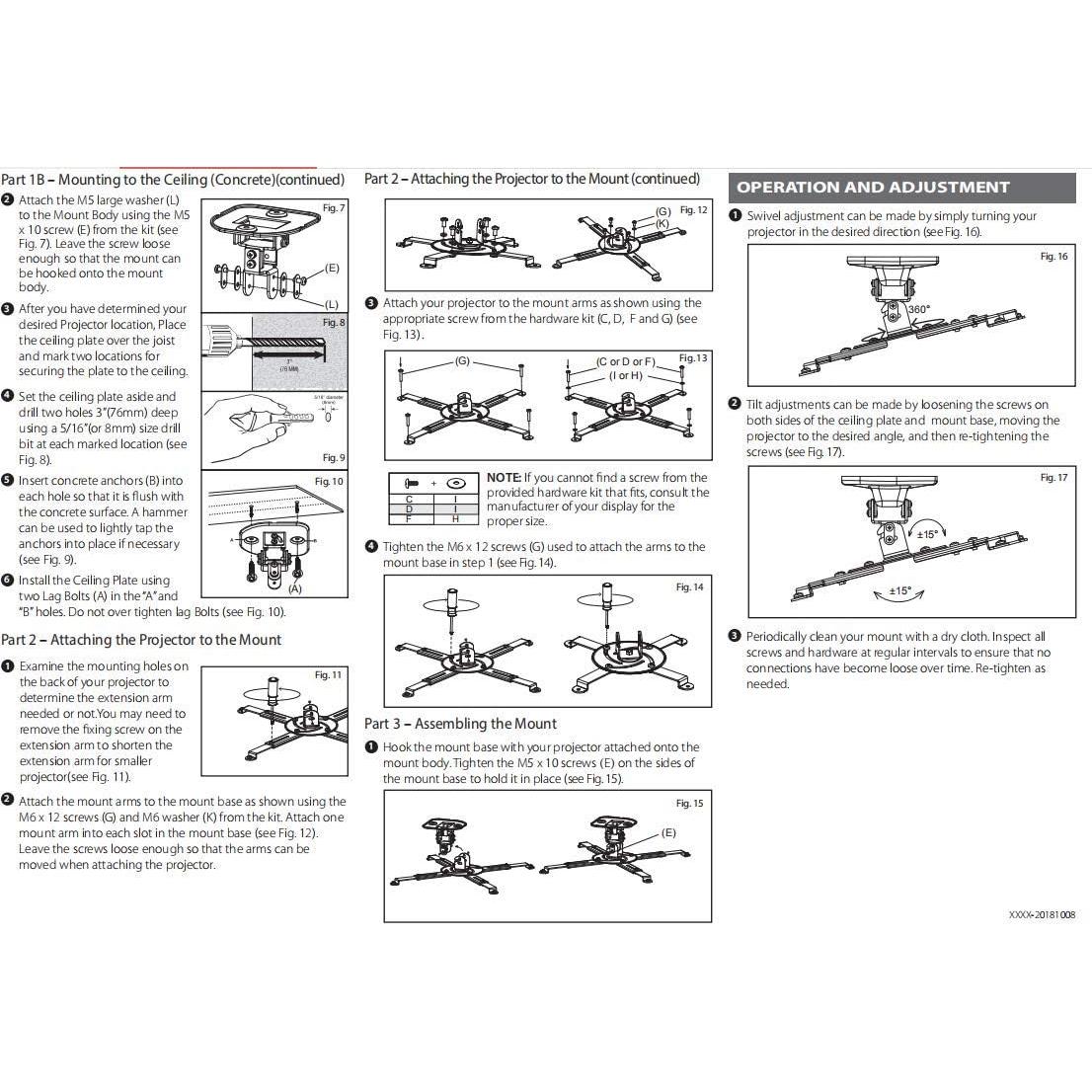 Soporte de Techo DYNAVISTA para Proyector Ajustable 15kg