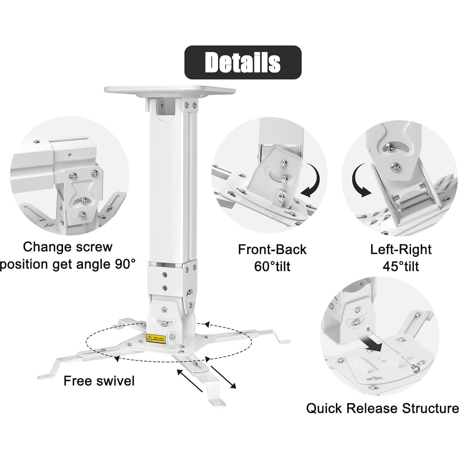 Soporte de Proyector 2-Be-Best Ajustable 40-60cm Blanco