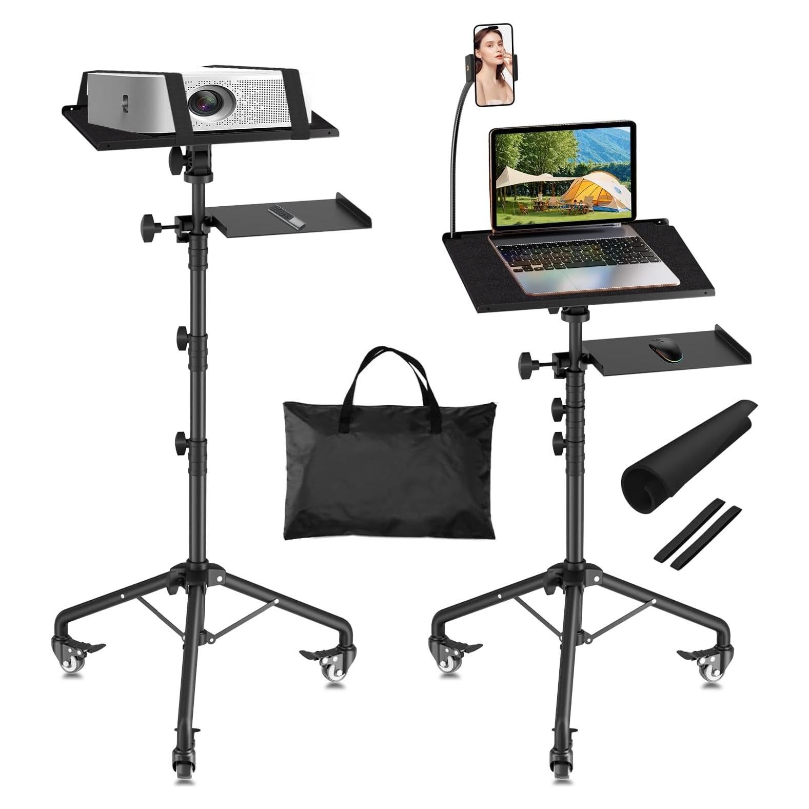 Soporte de Proyector y Laptop OUKMIC con Ruedas Ajustable 66-124 cm