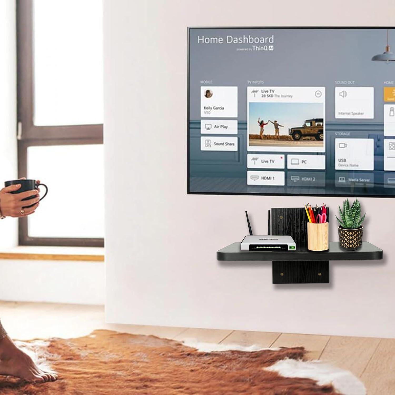 Estante Flotante BiJun para TV y Proyector, 35x28cm, Negro