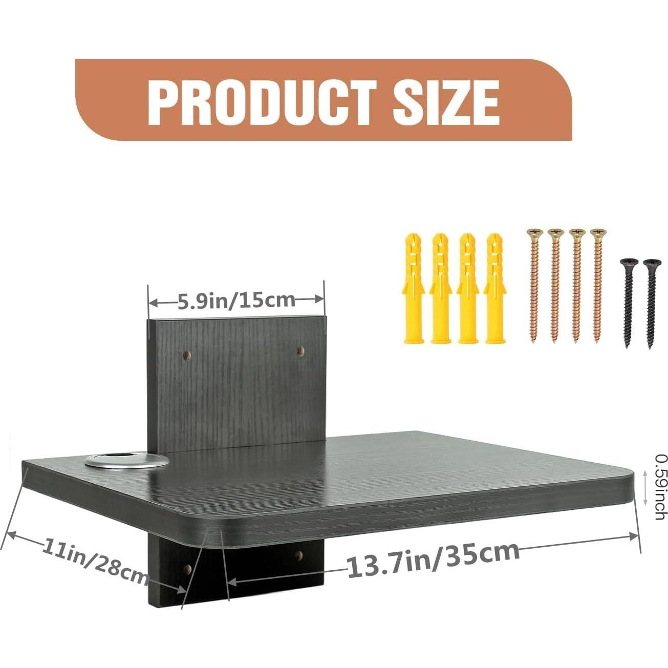 Estante Flotante BiJun para TV y Proyector, 35x28cm, Negro