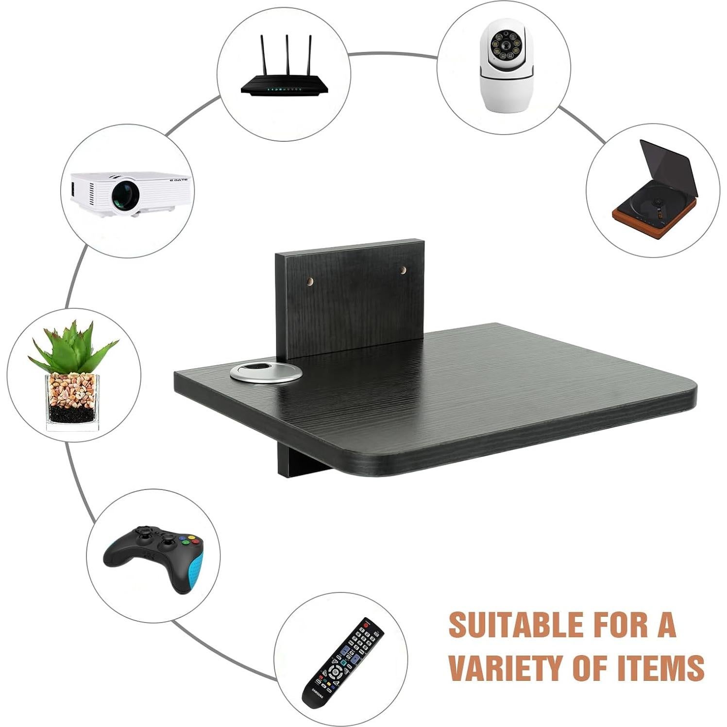 Estante Flotante BiJun para TV y Proyector, 35x28cm, Negro