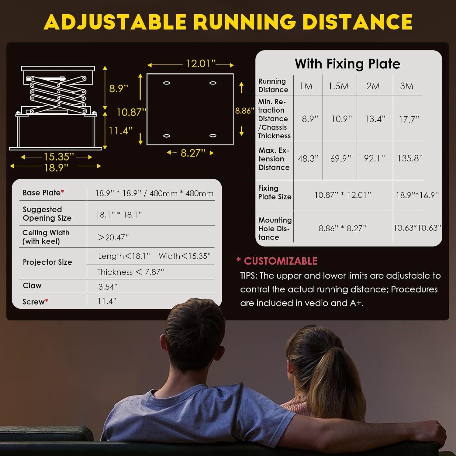 Soporte de Proyector Motorizado CGOLDENWALL 59" 20kg Control Remoto