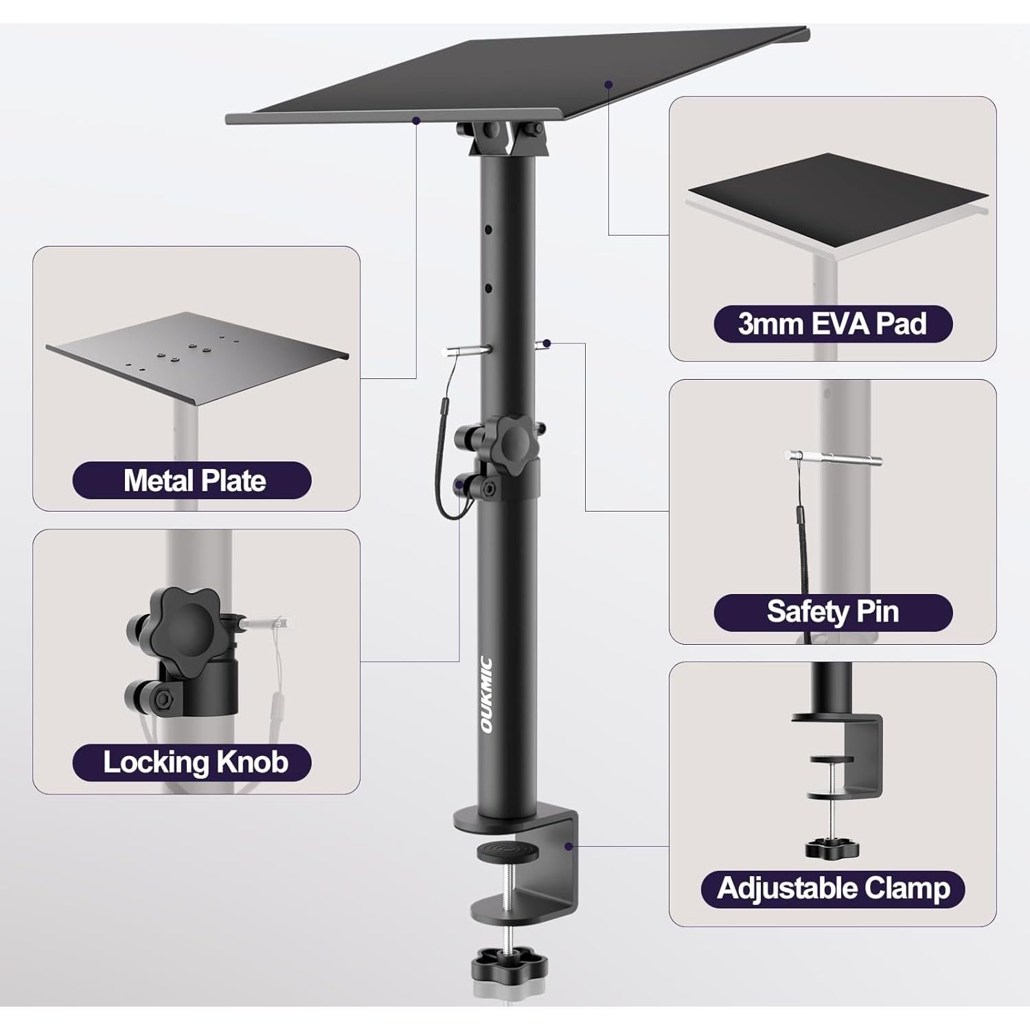 Soporte de Altavoz de Escritorio OUKMIC Ajustable 34-46 cm
